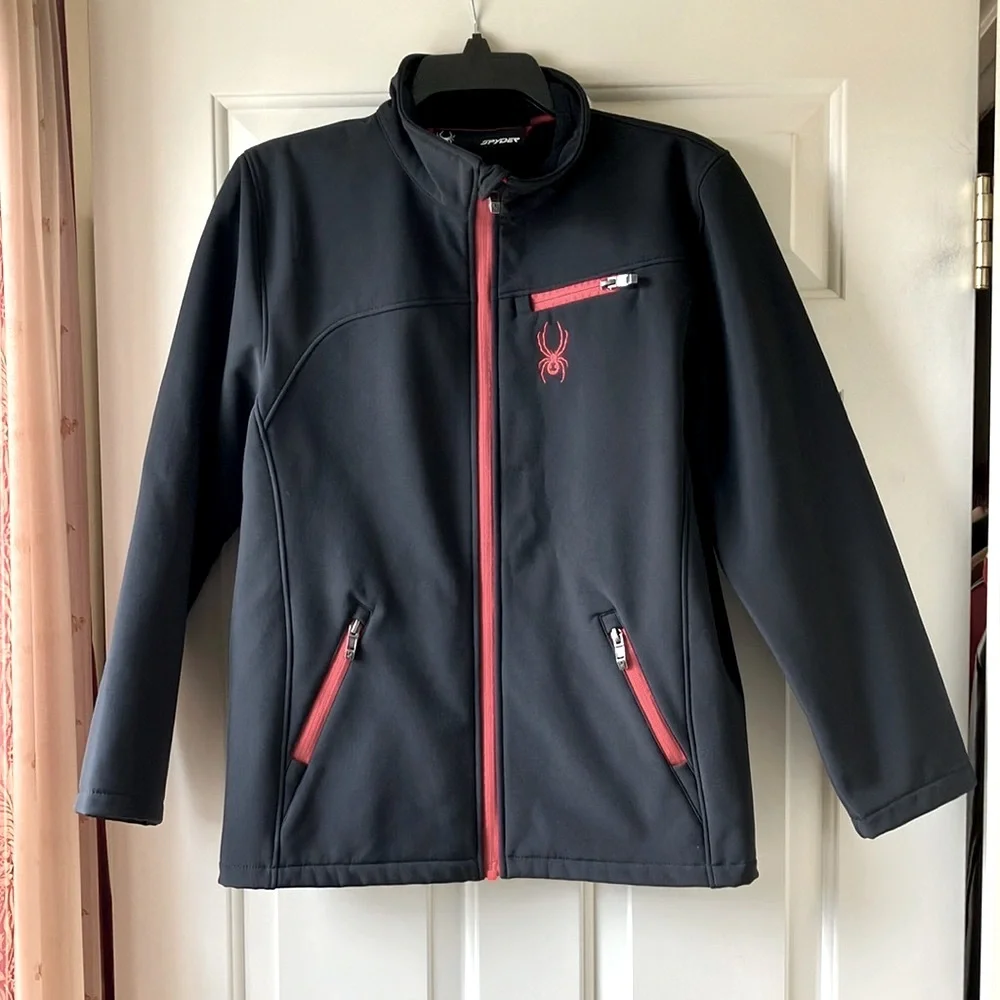 Spyder Youth Boy’s Fleece Lined Jacket Black Size L 14/16 NWOT